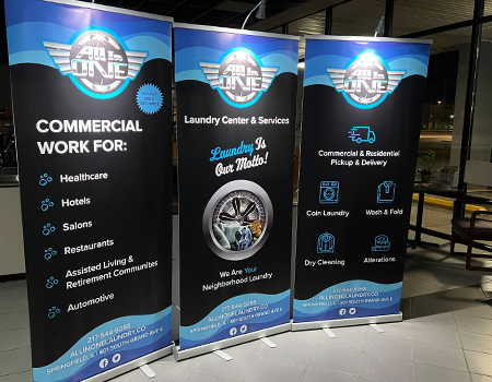 Service banners, commercial work, delivery and pickup